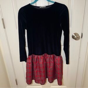 Girls velvet and plaid holiday dress from Lands’ End
